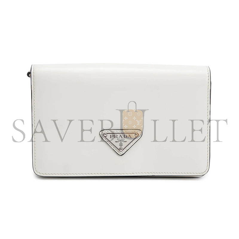 Pra*a logo leather wallet on chain in white 1bd307 (19*10.5*3.5cm)